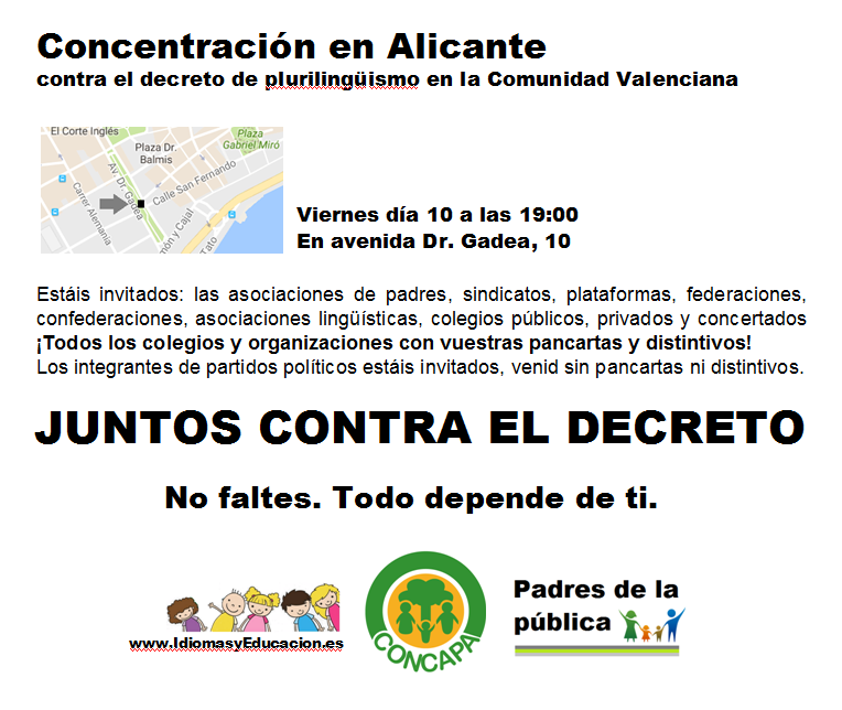 Juntos contra el decreto del Plurilingüismo. 