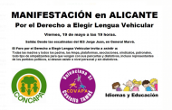Manifestación en Alicante el viernes 19 de mayo. Derecho a elegir lengua vehicular