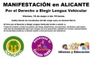 Manifestación en Alicante el viernes 19 de mayo. Defiende la educación de tus hijos.